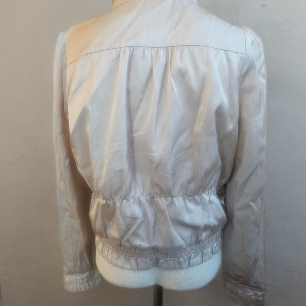 Women's Elegant Cream Bomber Jacket - Picture 2 of 6